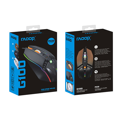 Raoopt G100 Wired RGB Gaming Mouse Black