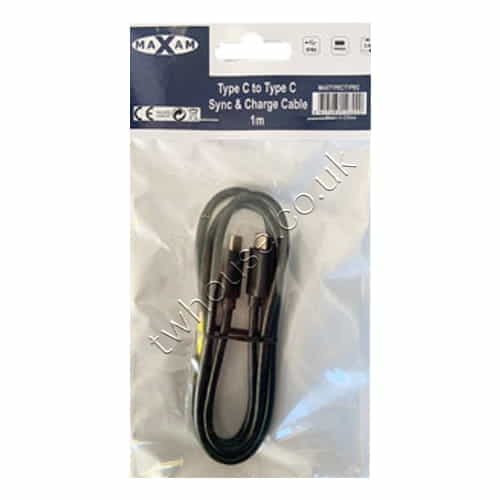 MAXAM USB 1M Type-C to Type-C Sync and Charge Data Cable Black