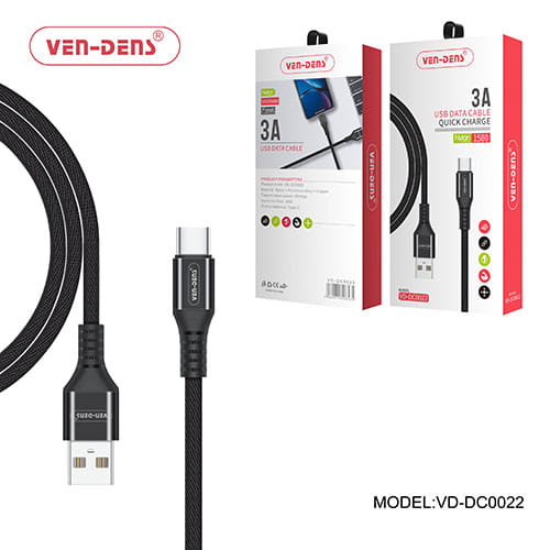 Ven-Dens VD-DC0022 3A USB To Type-C 1.5 Metre Data Cable