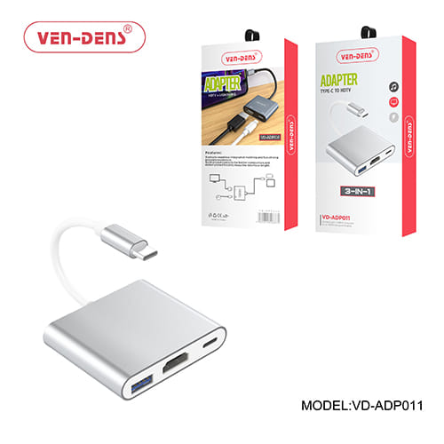 Ven-Dens 3 in 1 Type-C To HDTV Adapter (VD-ADP011)