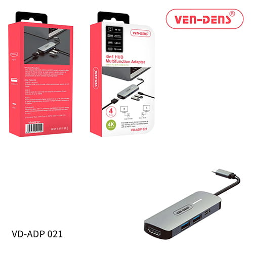 Ven-Dens 4K Ultra HD 4-in-1 USB-C Hub Adapter