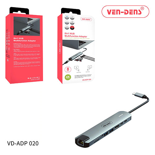 Ven-Dens 4K 8-in-1 Multiport Adapter VD-ADP 020