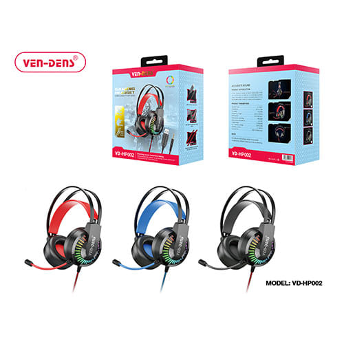 Ven-Dens PowerBass Pro VD-HP002 RGB Gaming Headset with Comfort-Fit Ear Cups
