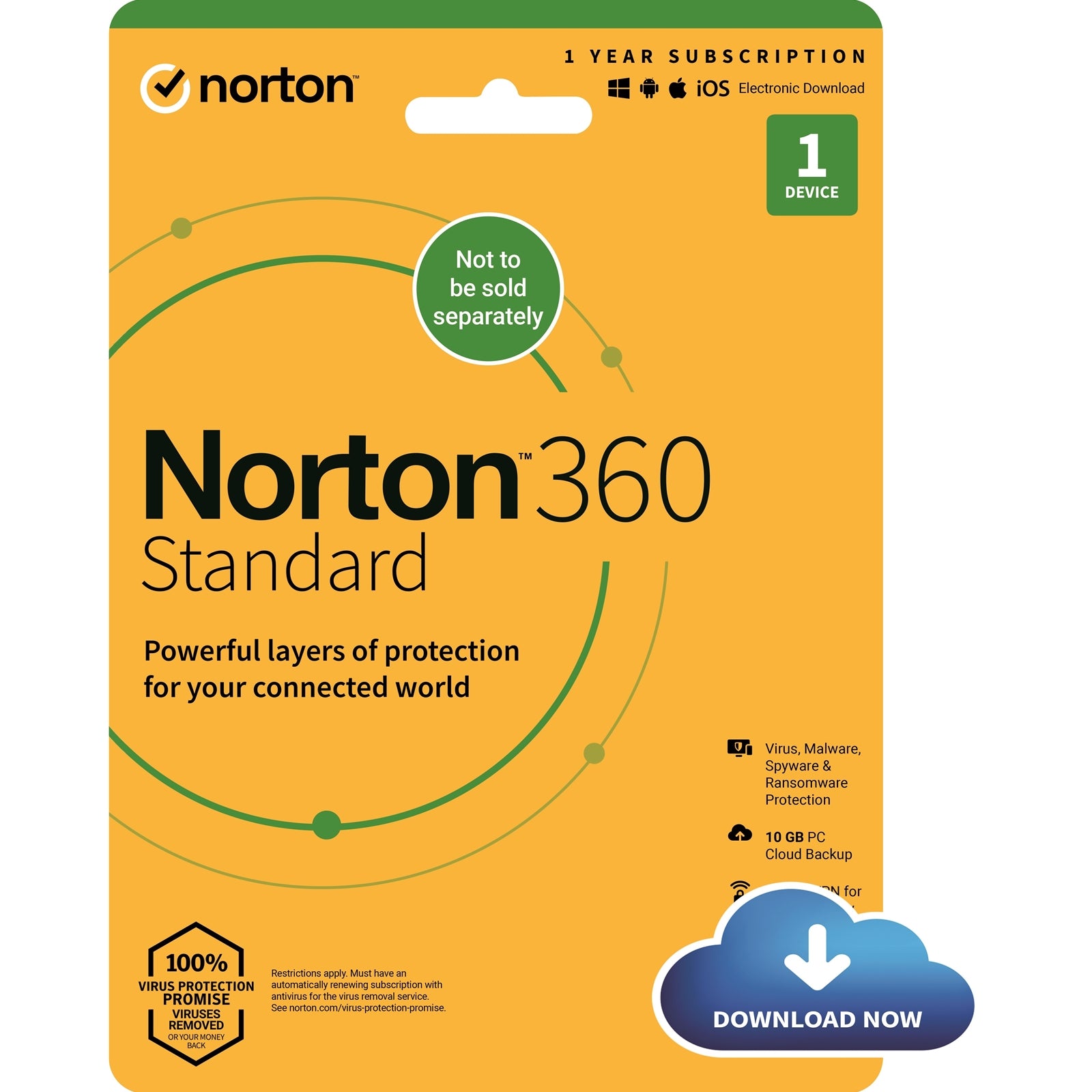 Norton 360 Standard 2022 Comprehensive Antivirus & Online Privacy Suite for 1 Device