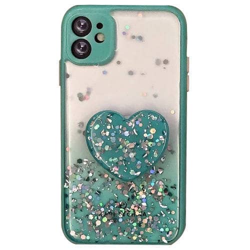 Heart Shape CornerGuard Protection Liquid Glitter Hybrid Case for Apple iPhone 12 Mini