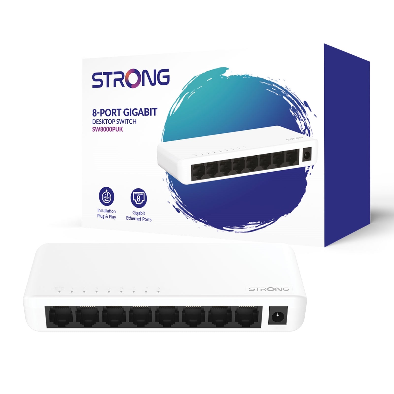 Gigabit Ethernet Switch Strong 8-Port SW8000PUK High-Speed Network Hub