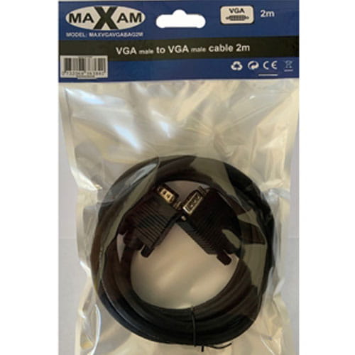 Maxam VGA (M) - VGA (M) Cable 2 Metre Polybag