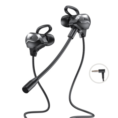 WK ET-Y30 3.5mm wired In-Ear Earphone with Mic For Games, Black 