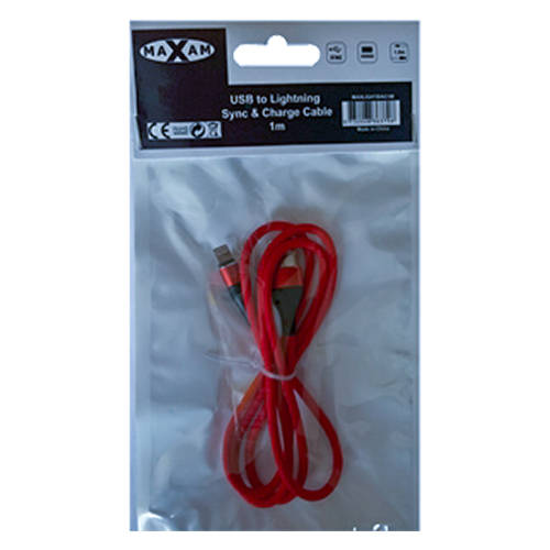 MAXAM 1M USB 2.0 Sync & Charge Data Cable Compatible with iPhone (Polybag)
