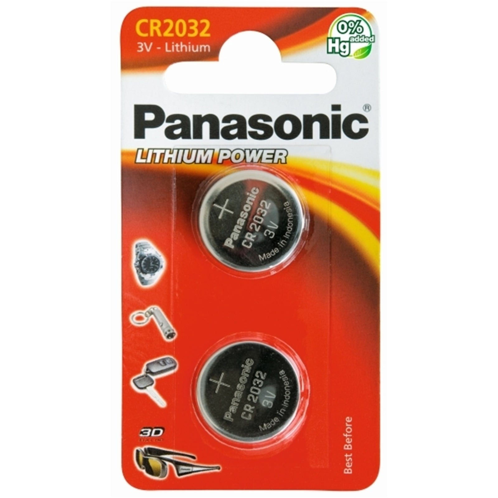 Panasonic CR2032 3V Lithium Coin Cell Batteries Pack of 2