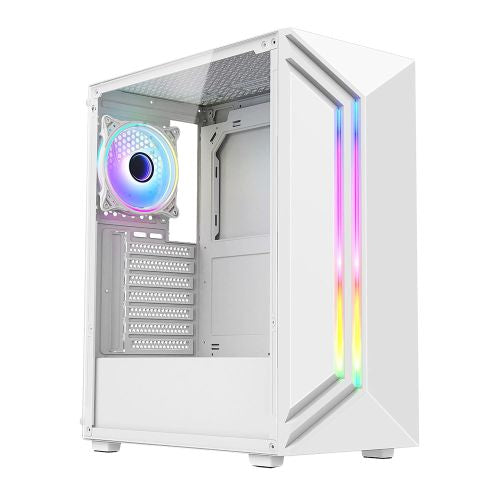 Vida Apollo ARGB Gaming Tower Case White with Tempered Glass and LED Accents