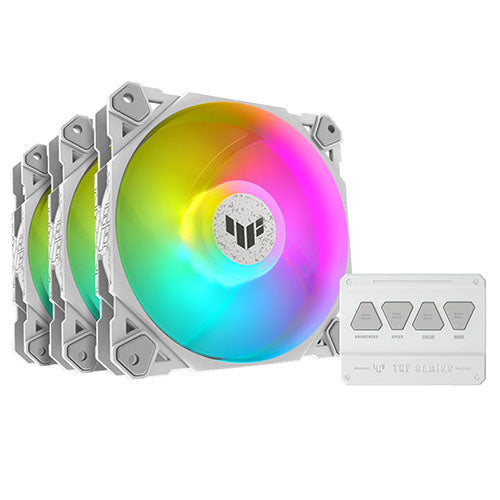 ASUS TUF 120mm ARGB White Gaming Fans Triple Pack with PWM Control and Fluid Dynamic Bearing