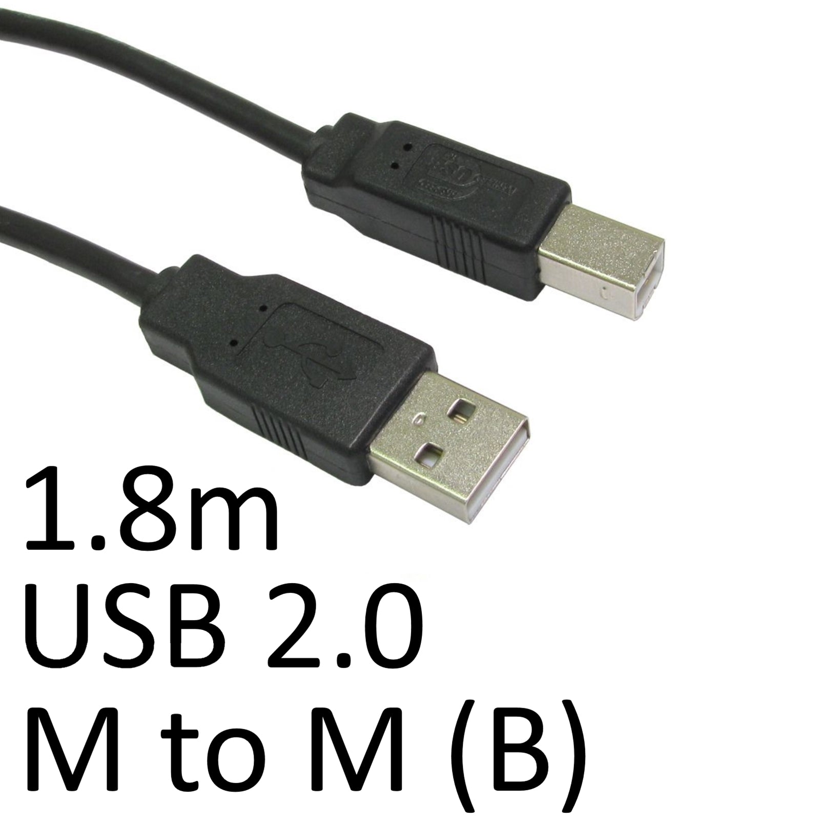 USB-A (M) to USB-B (M) 1.8 Metre OEM Printer/Scanner Data Cable, Black