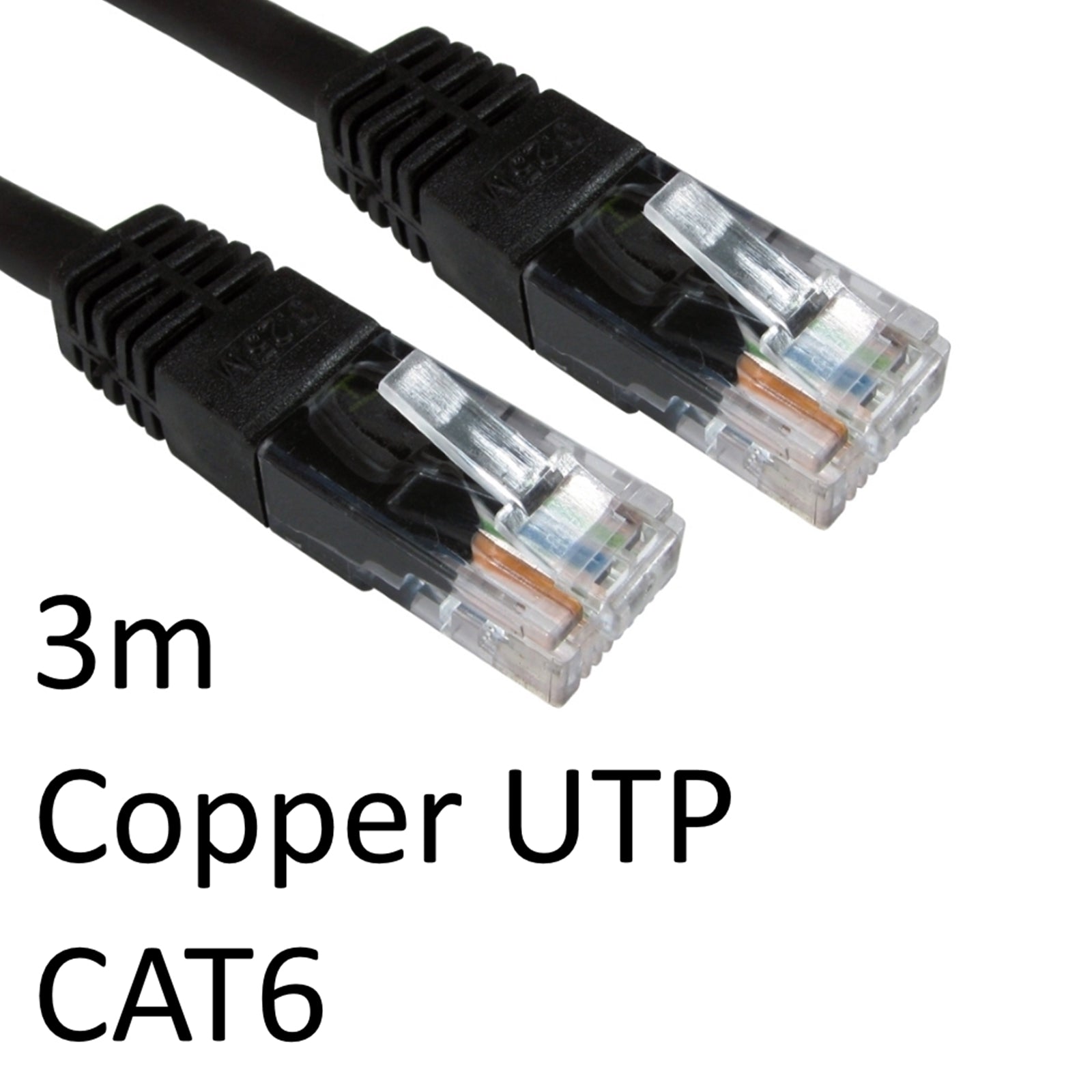 RJ45 (M) to RJ45 (M) CAT6 Moulded Boot Copper UTP 3 Metre Networking Cable Black