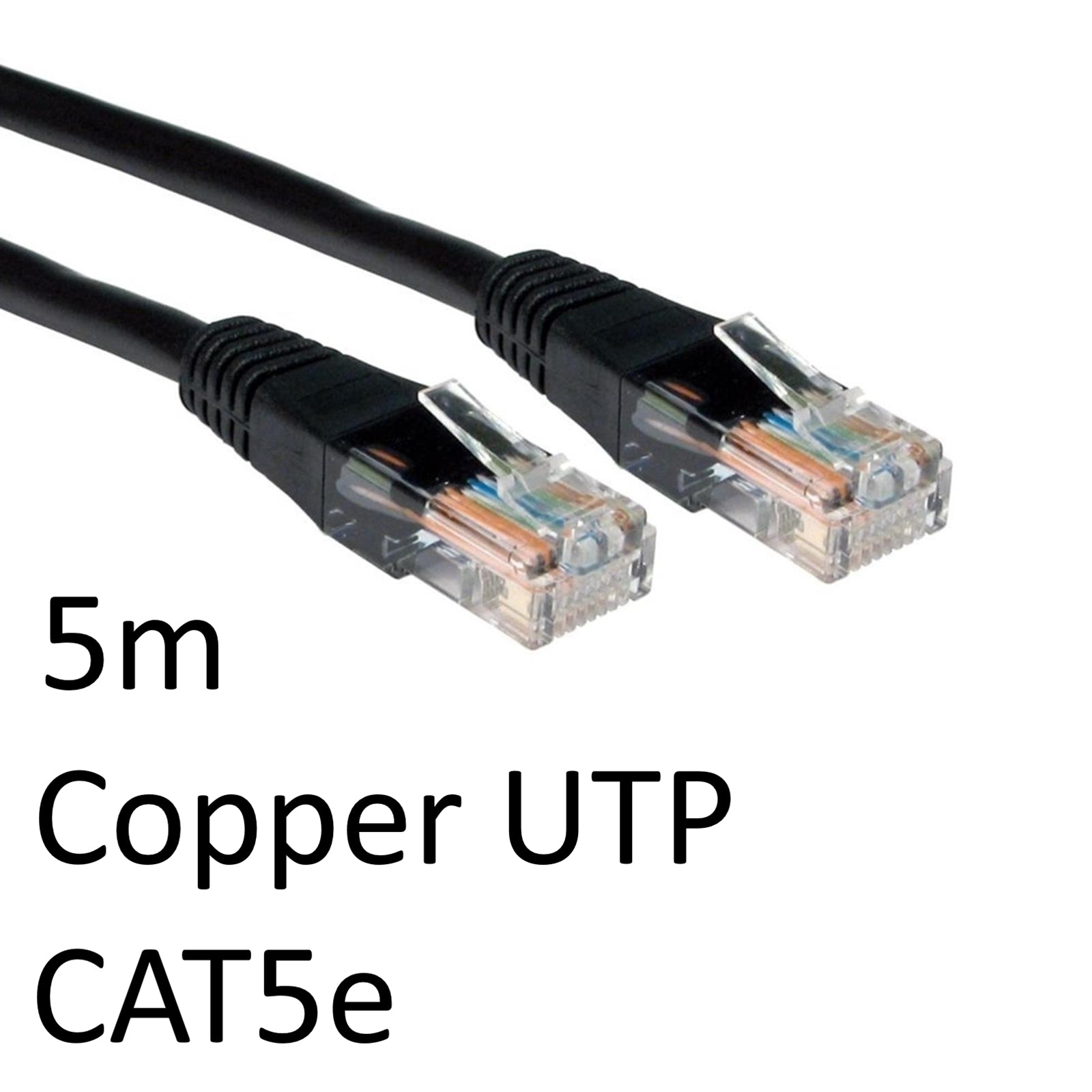 RJ45 (M) to RJ45 (M) CAT5e Moulded Boot Copper UTP 5 Metre Network Cable Black