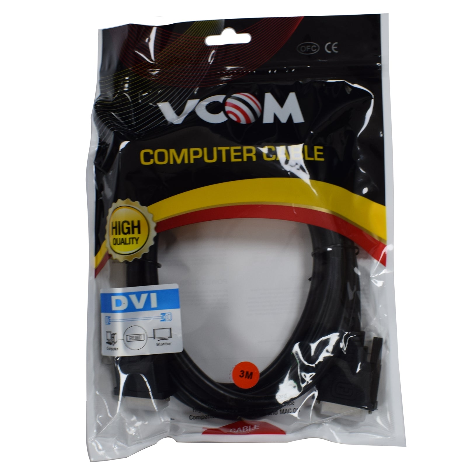 VCOM 3m DVI-D Male-to-Male Black Display Cable