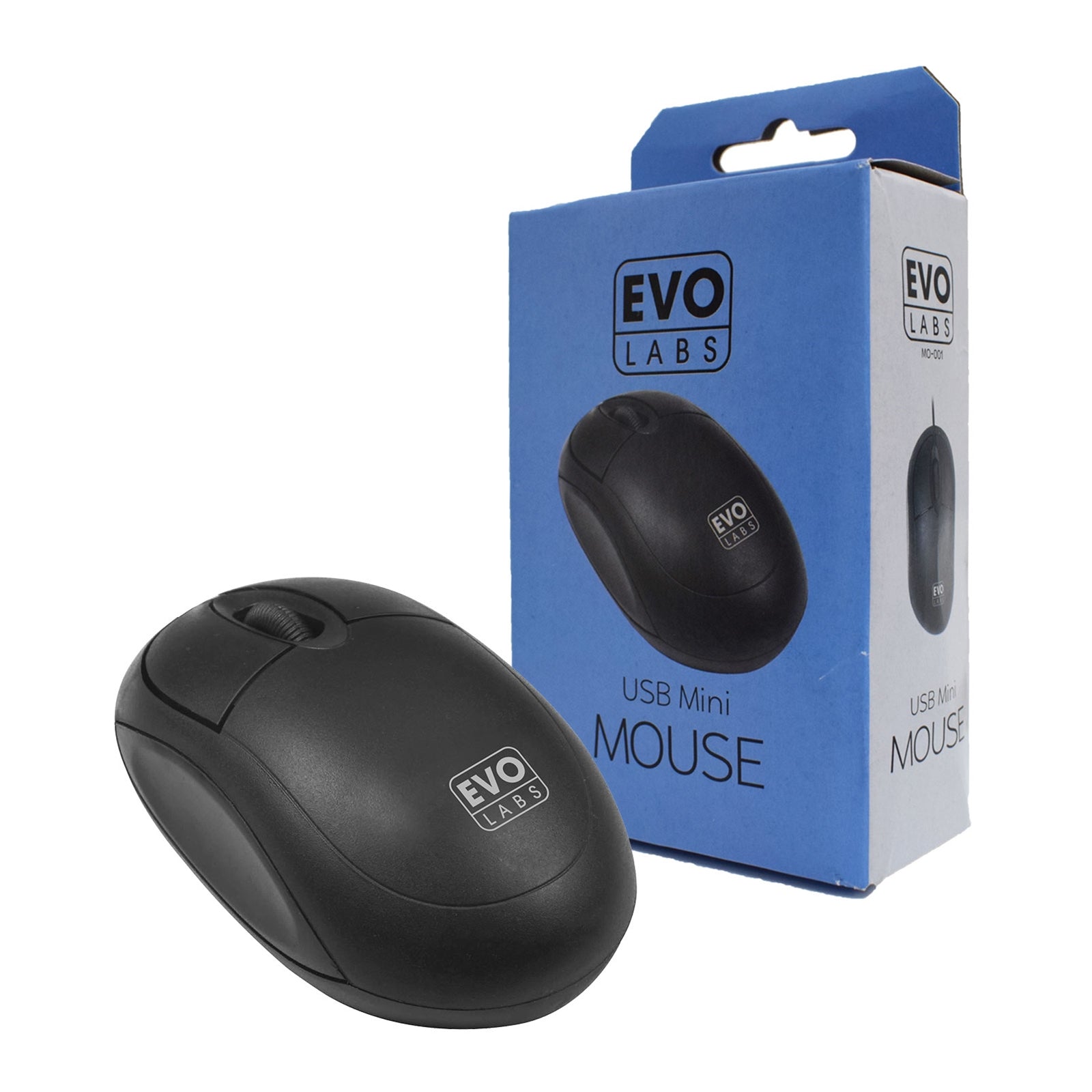 Evo Labs MO-001 Wired USB Mini Mouse, Matte Black