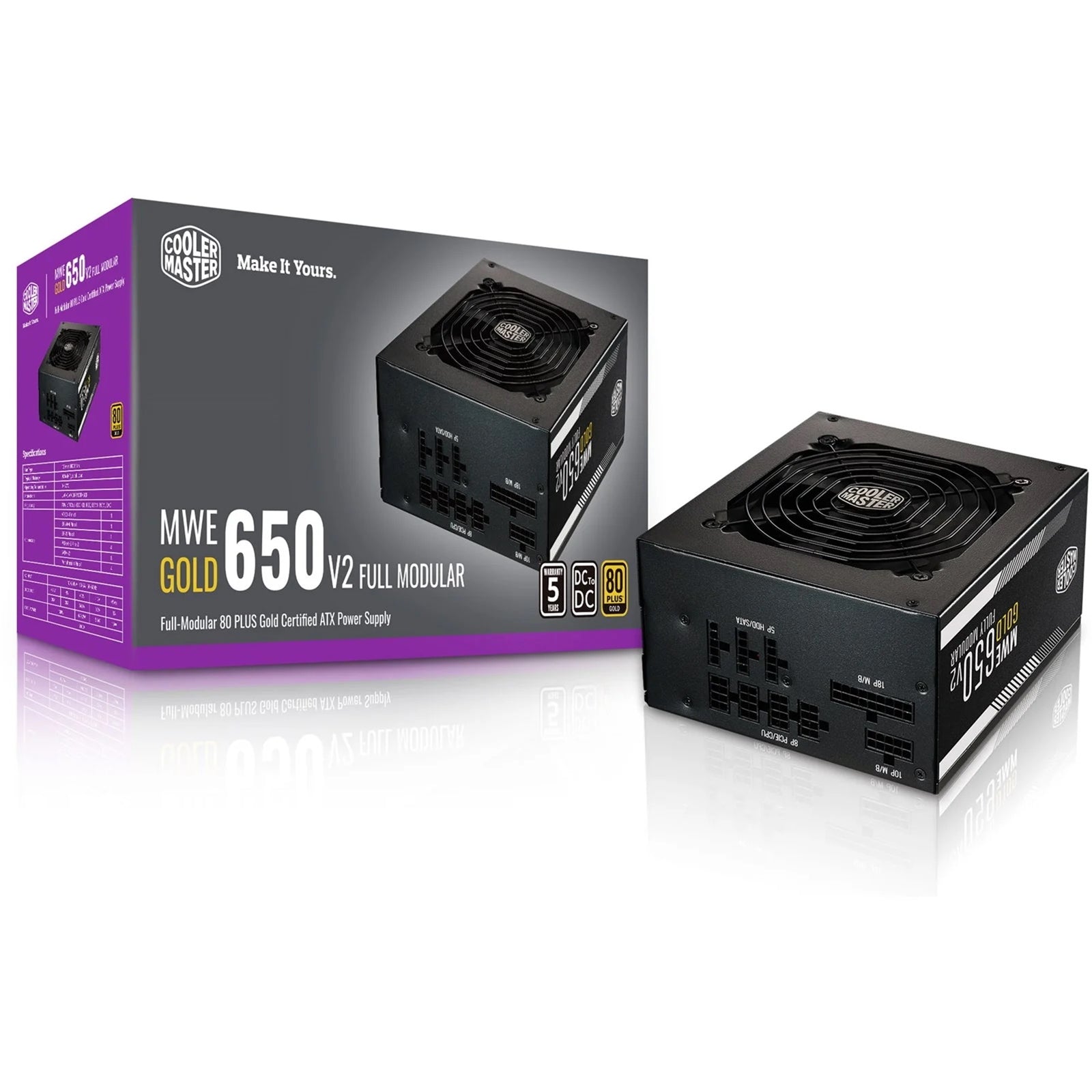 Cooler Master MWE Gold V2 650W PSU 80 PLUS Gold Certified, Fully Modular with Quiet HDB Fan