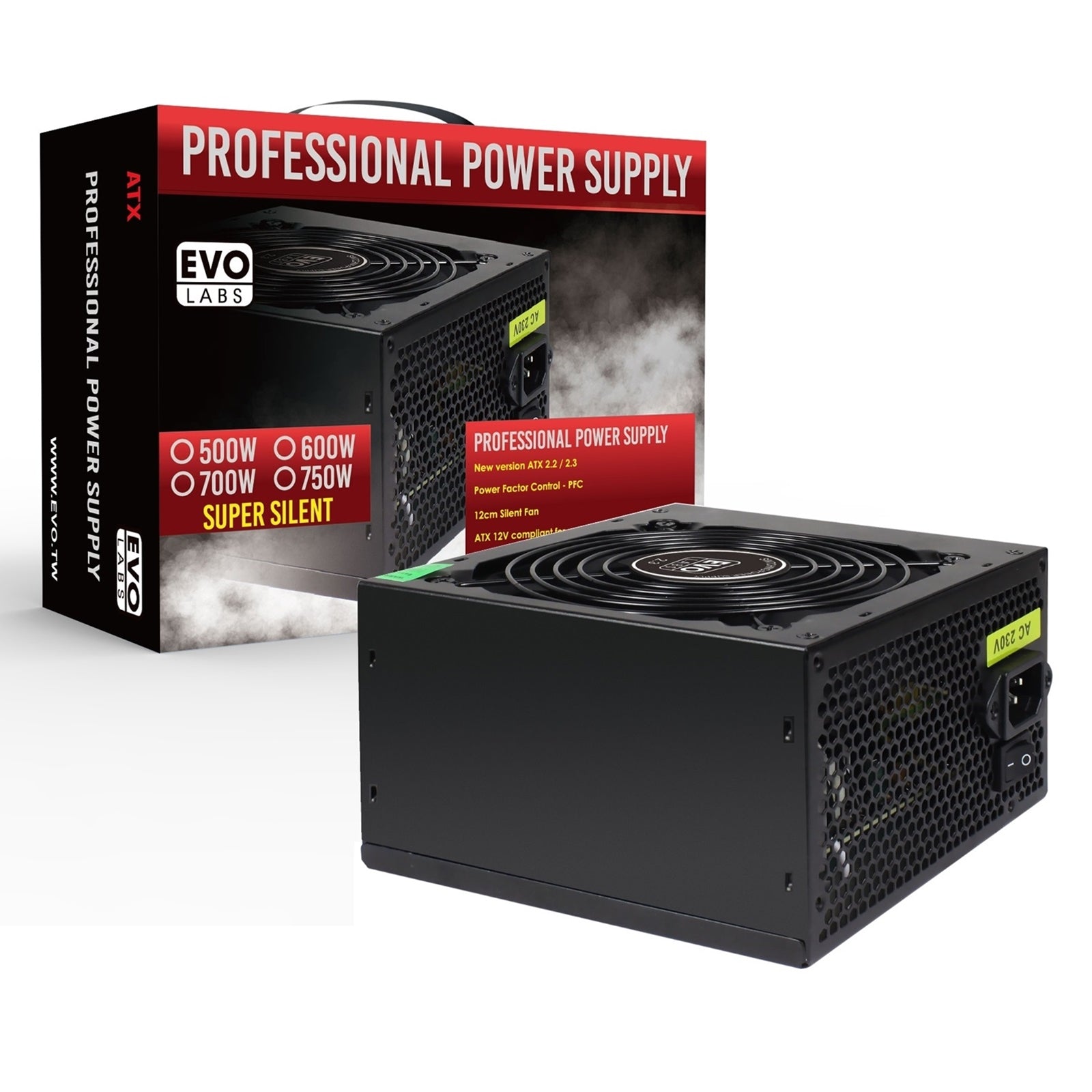 Evo Labs 500W Silent PSU with Enhanced Ventilation BR500-12BL