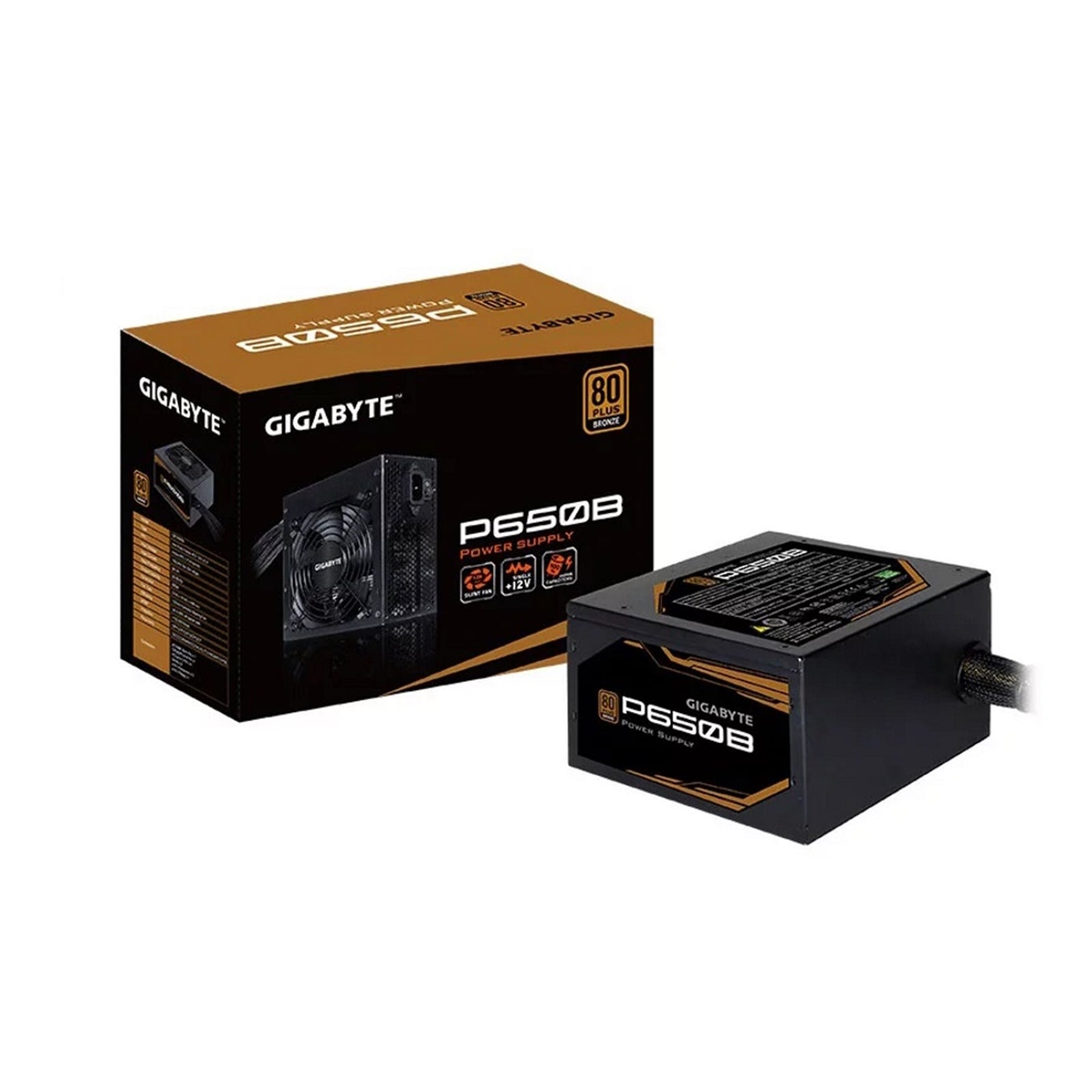 GIGABYTE P650B 650W Power Supply Efficient & Durable with Japanese Capacitors and Silent Fan