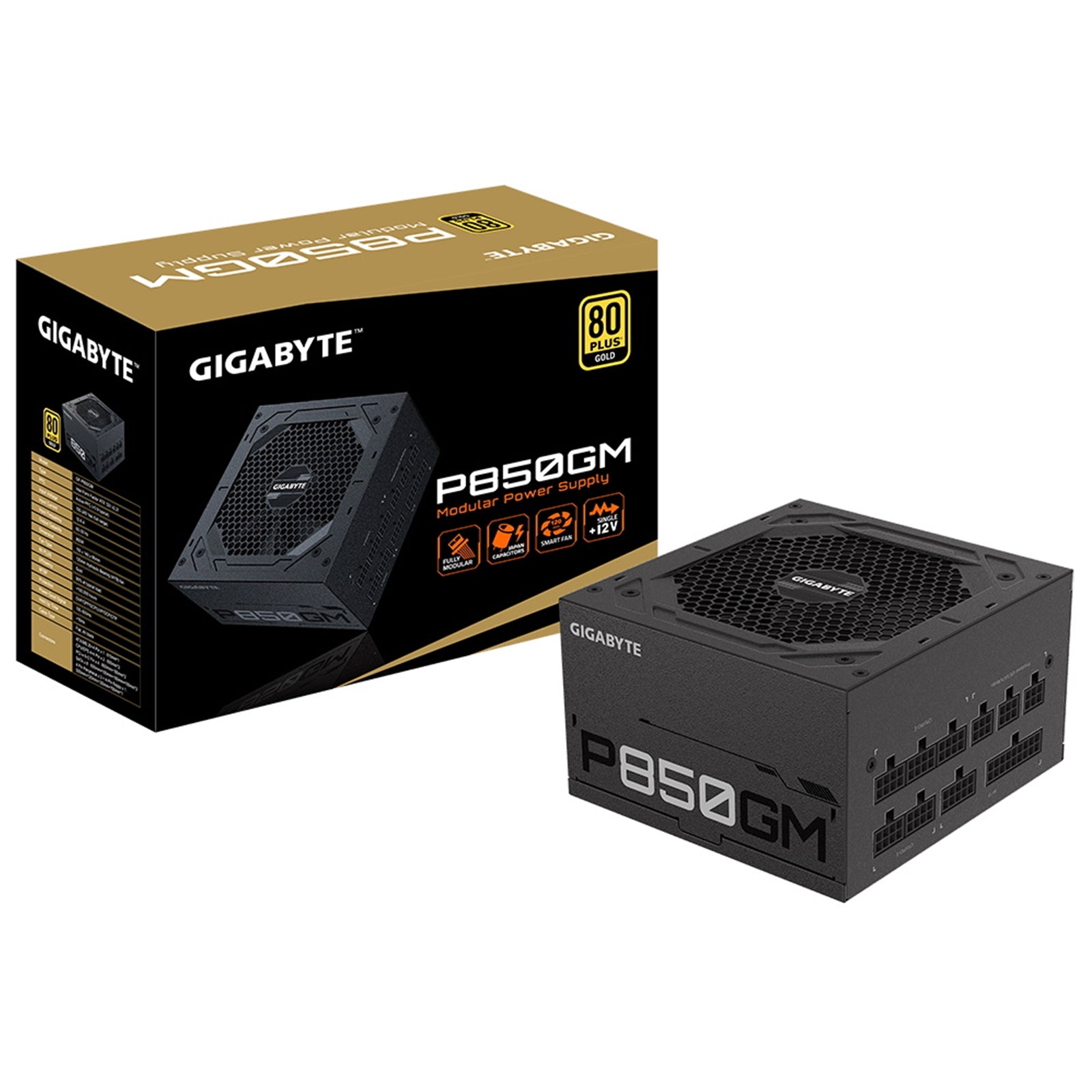 GIGABYTE Gold 850W PSU Modular, Efficient & Quiet Power Supply with Japanese Capacitors