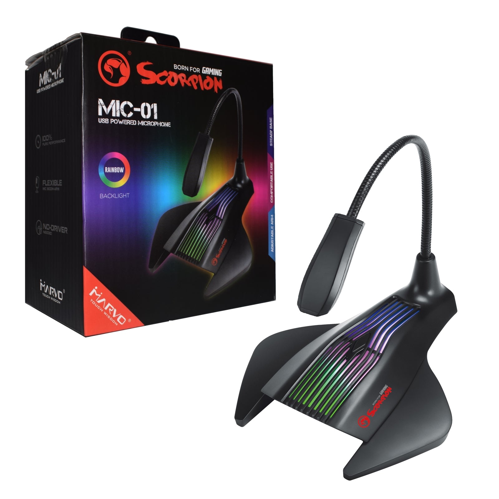 Marvo Scorpion MIC-01 Omnidirectional RGB Gaming Microphone with USB Connectivity