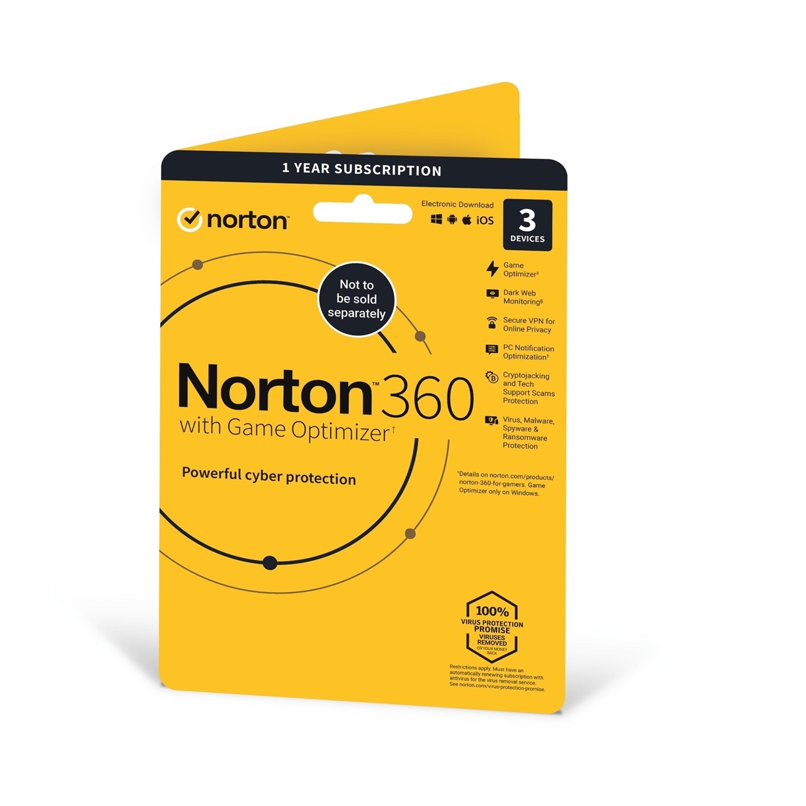 Norton 360 Game Optimizer 2022 - Antivirus Protection for 3 Devices - 1 Year Subscription
